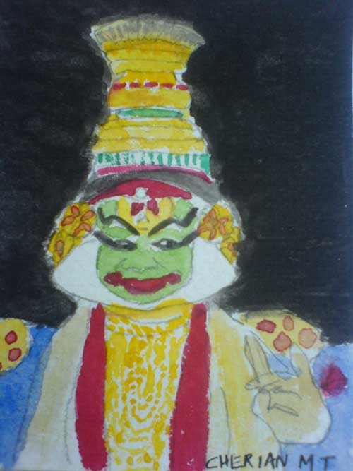 kathakali watercolor painting
